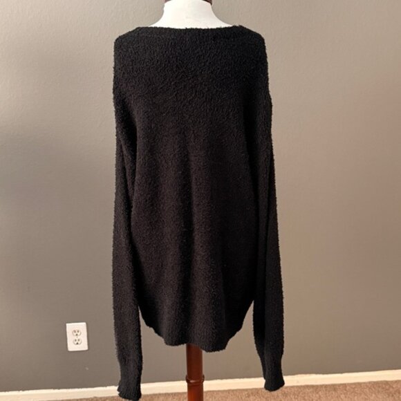 Mfpen men's Black Boucle Herreekvipering Pullover Furry sweater Sz XL cabin core - Picture 3 of 8